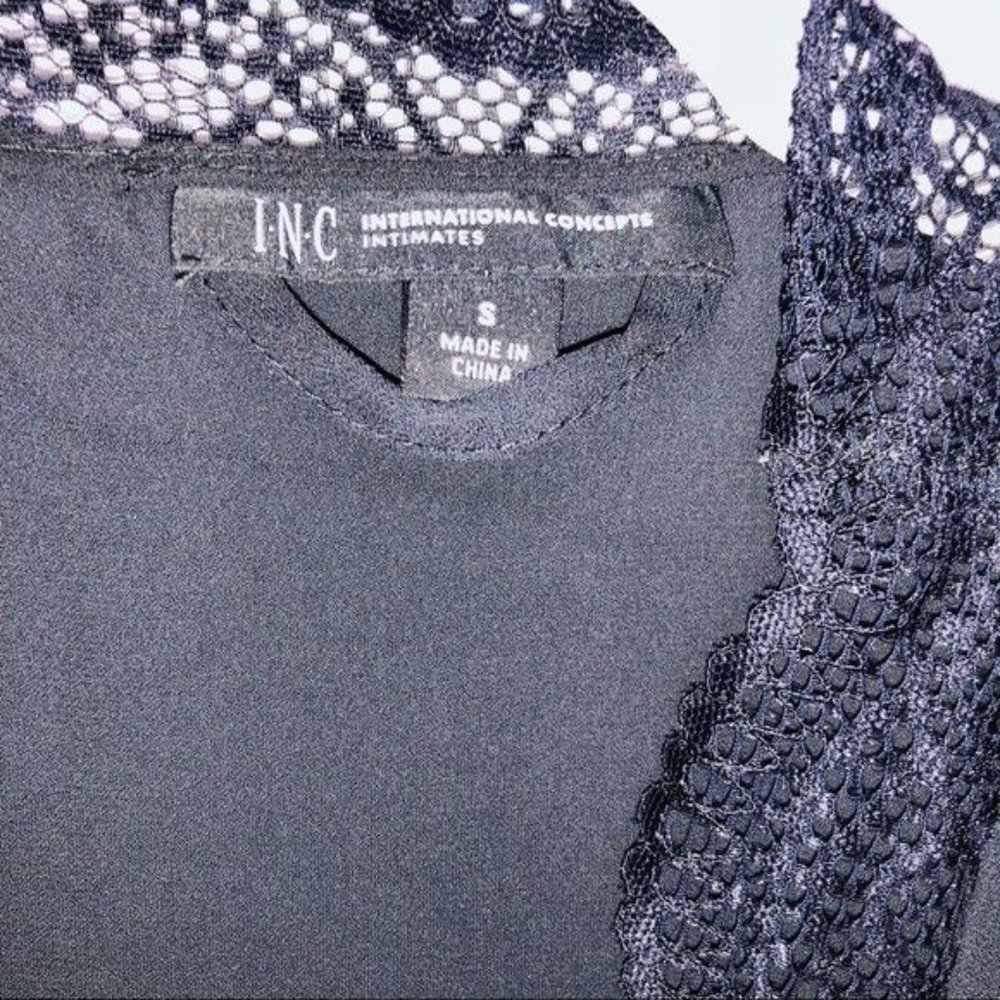 INC Lace Trim Short Robe, - Picture 6 of 10